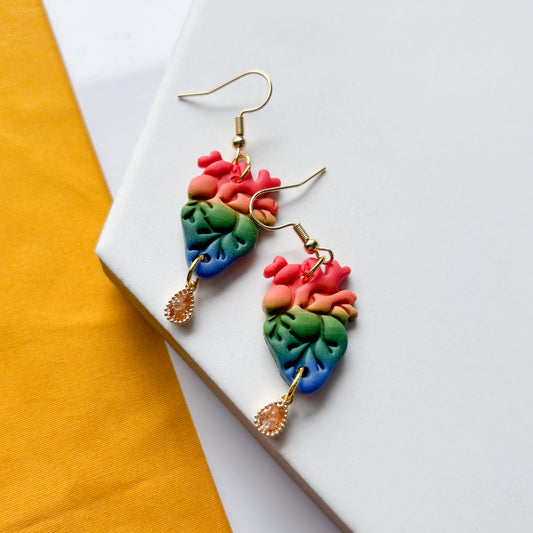 RAINBOW ANATOMICAL HEART EARRINGS