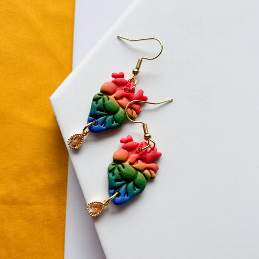 RAINBOW ANATOMICAL HEART EARRINGS