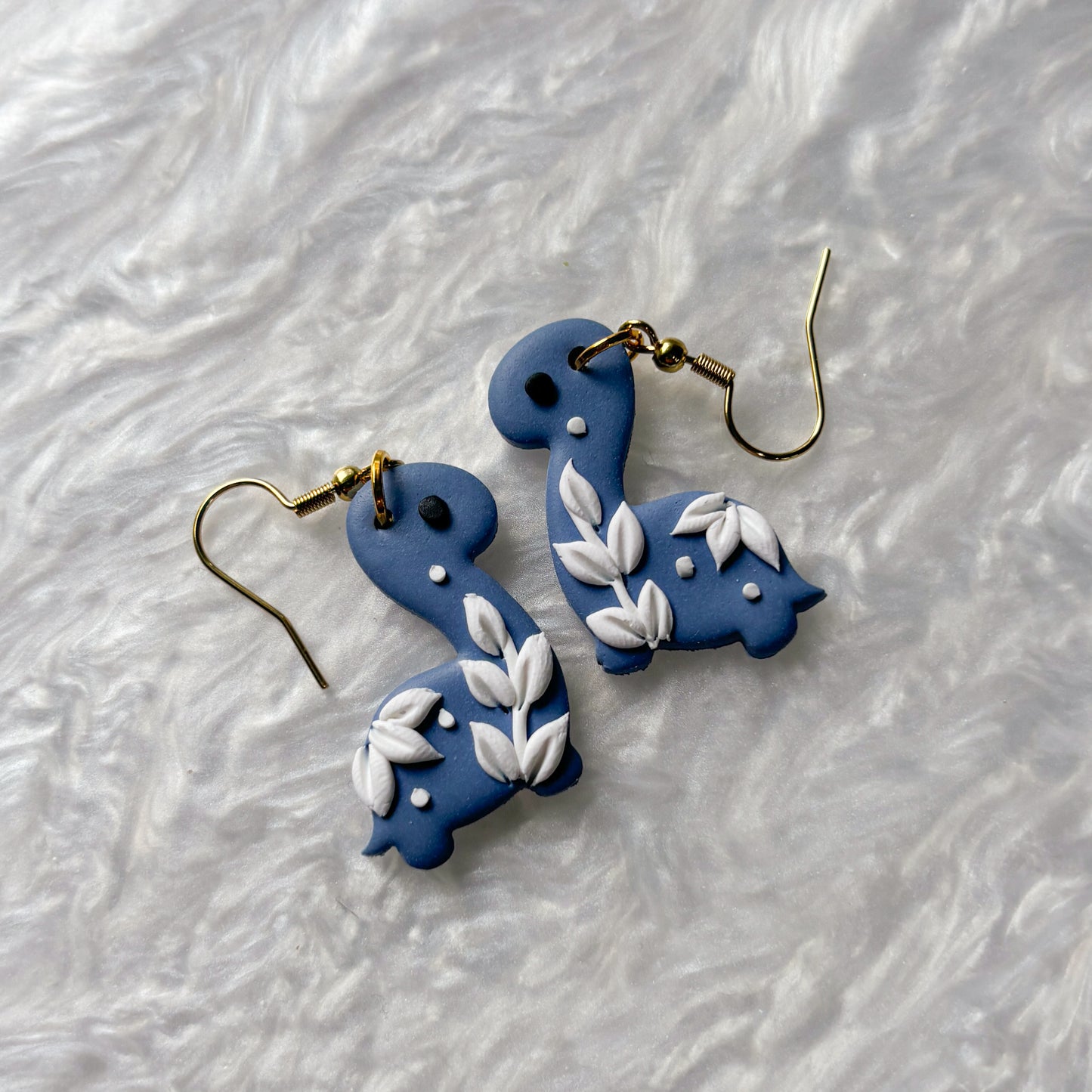 PORCELAIN BLUE DINO EARRINGS (BRONTO)
