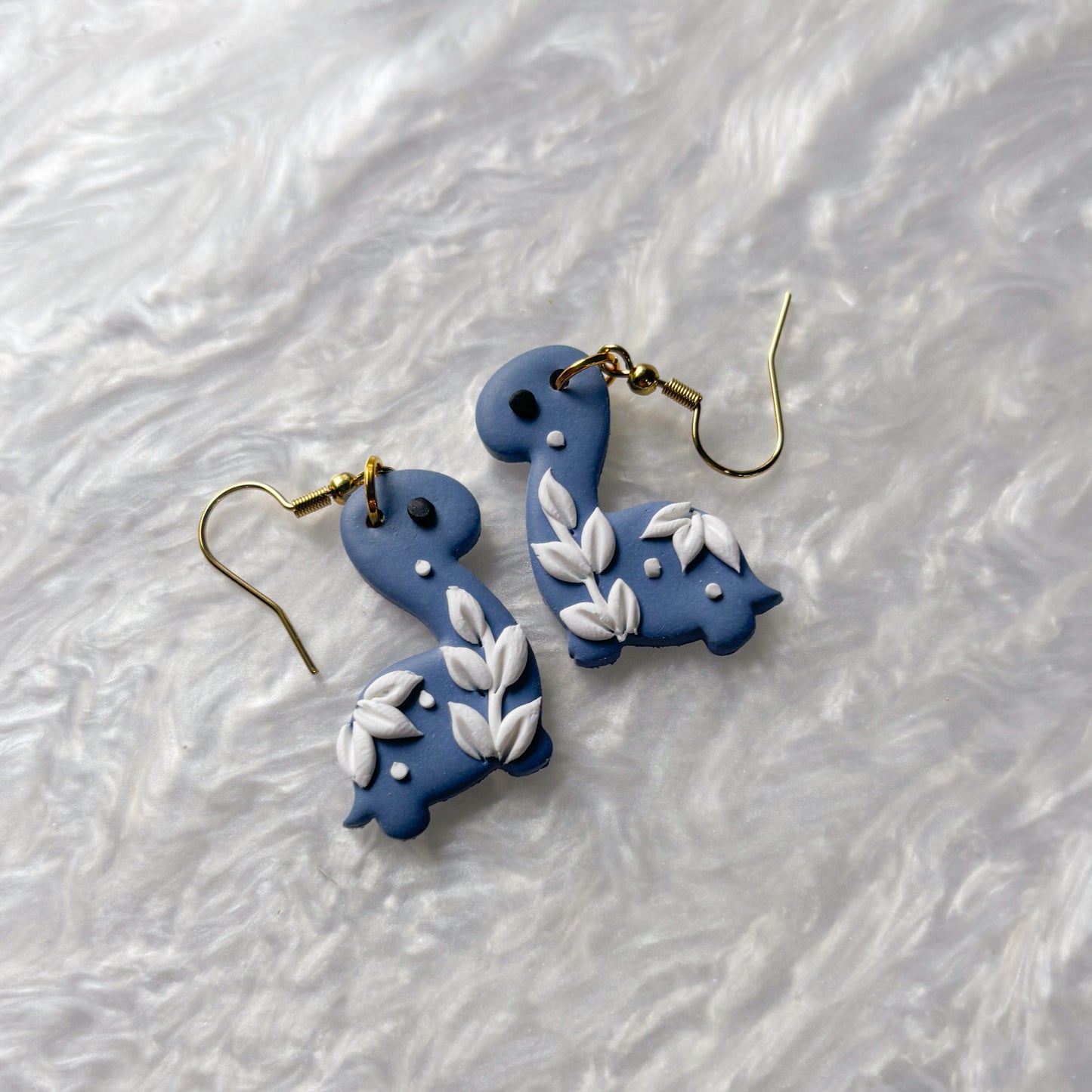 PORCELAIN BLUE DINO EARRINGS (BRONTO)