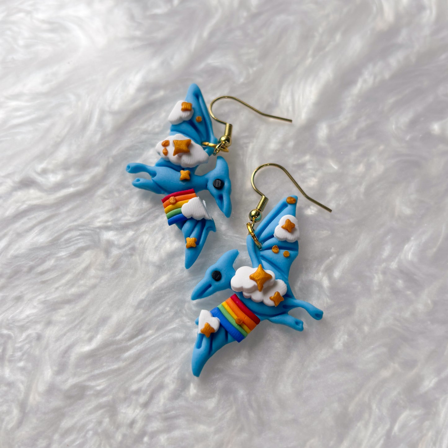 RAINBOW DINO EARRINGS (PTERODACTYL)