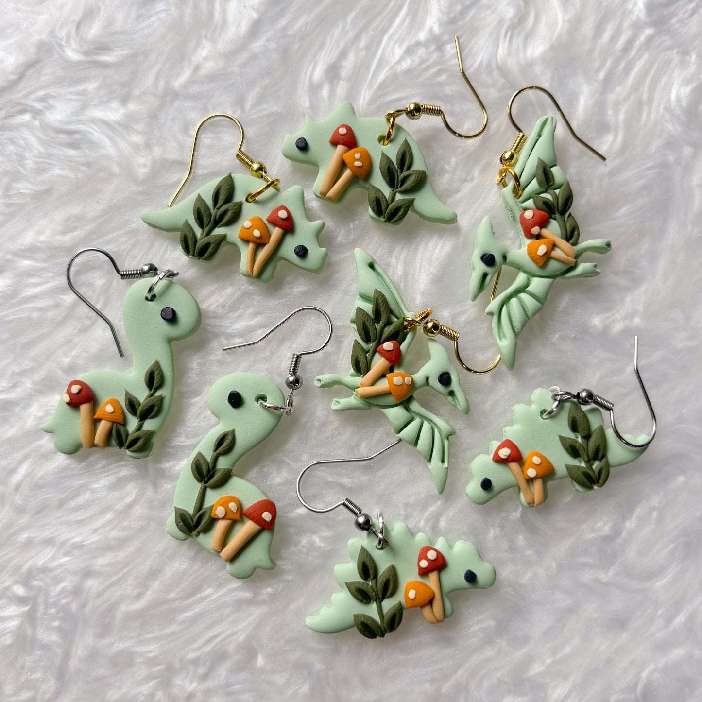 MUSHROOM DINO EARRINGS (STEGOSAURUS)