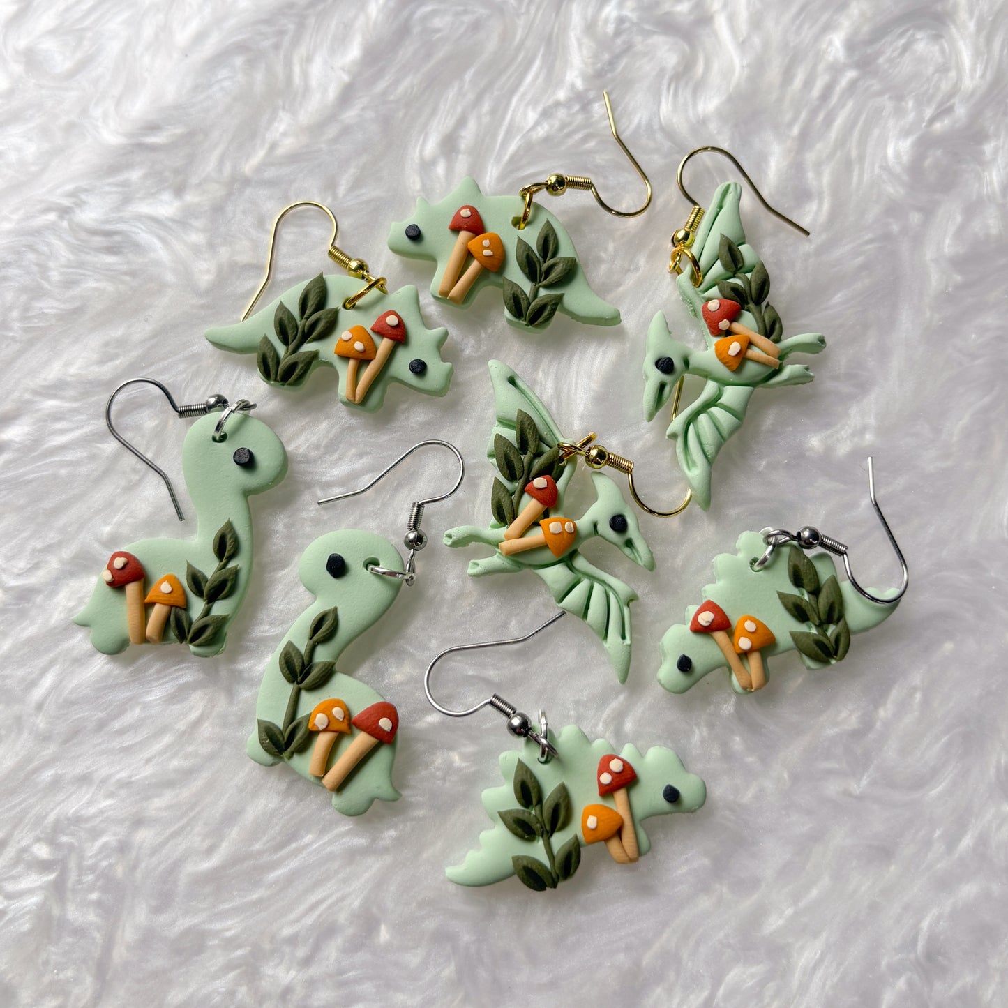 MUSHROOM DINO EARRINGS (TRICERATOPS)