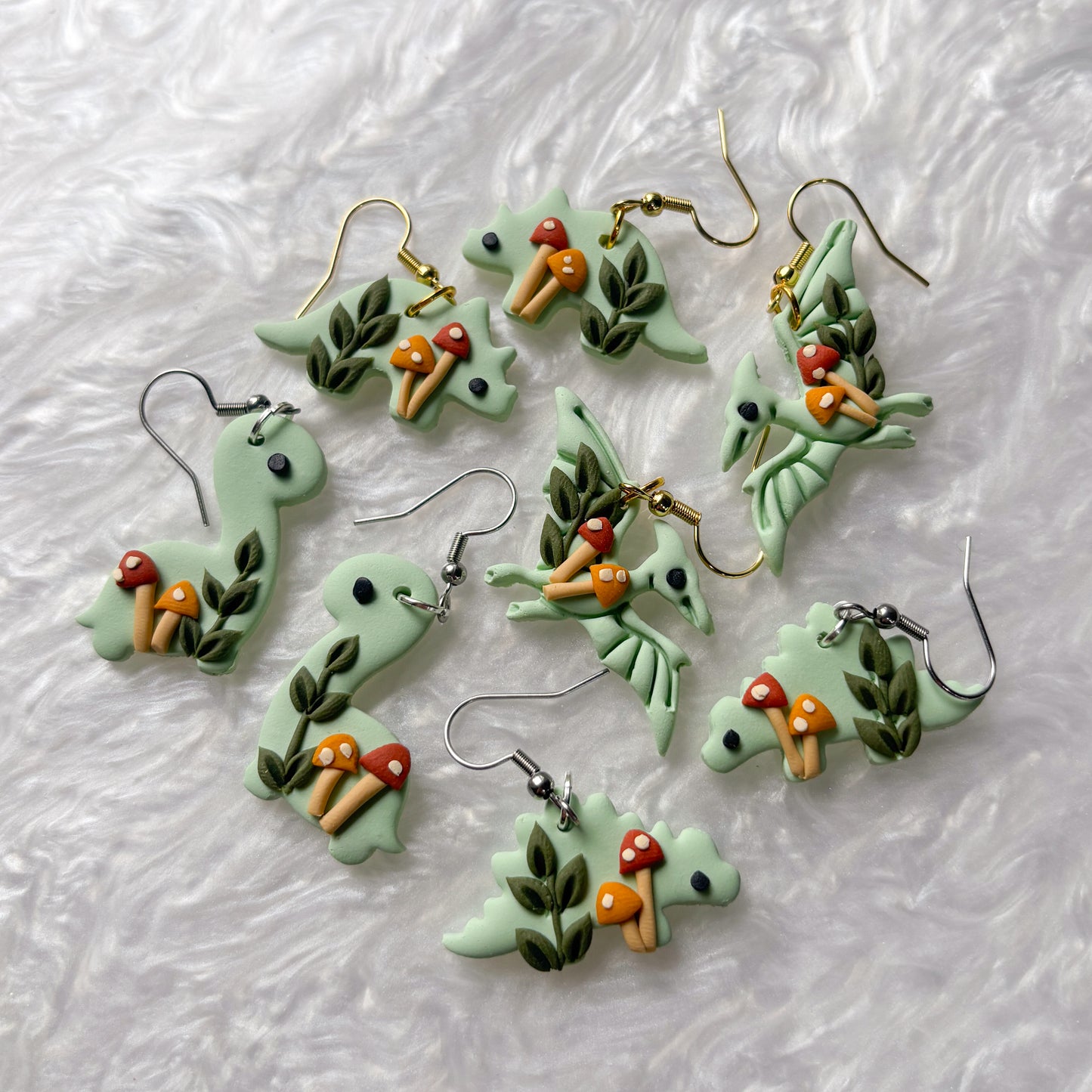 MUSHROOM DINO EARRINGS (BRONTO)