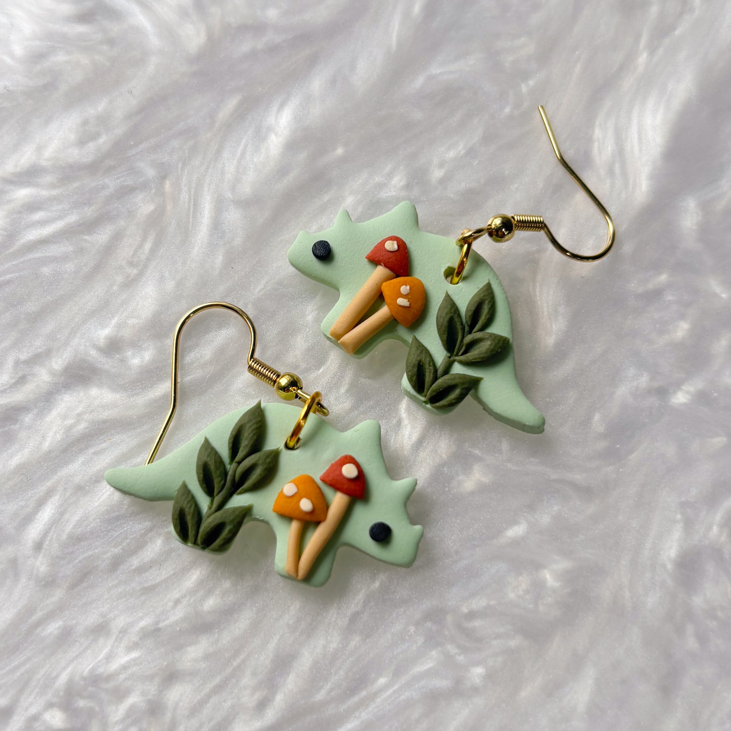 MUSHROOM DINO EARRINGS (TRICERATOPS)