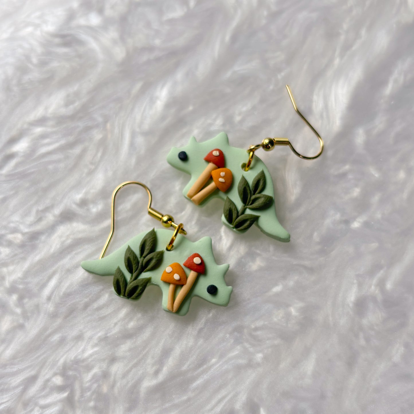MUSHROOM DINO EARRINGS (TRICERATOPS)