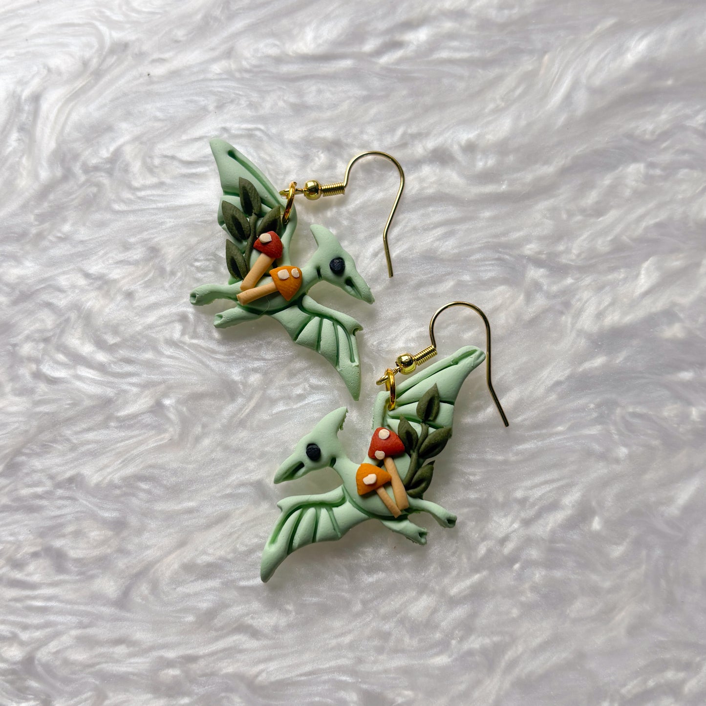 MUSHROOM DINO EARRINGS (PTERODACTYL)
