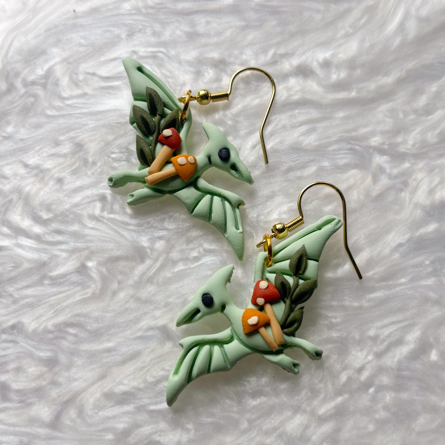MUSHROOM DINO EARRINGS (PTERODACTYL)