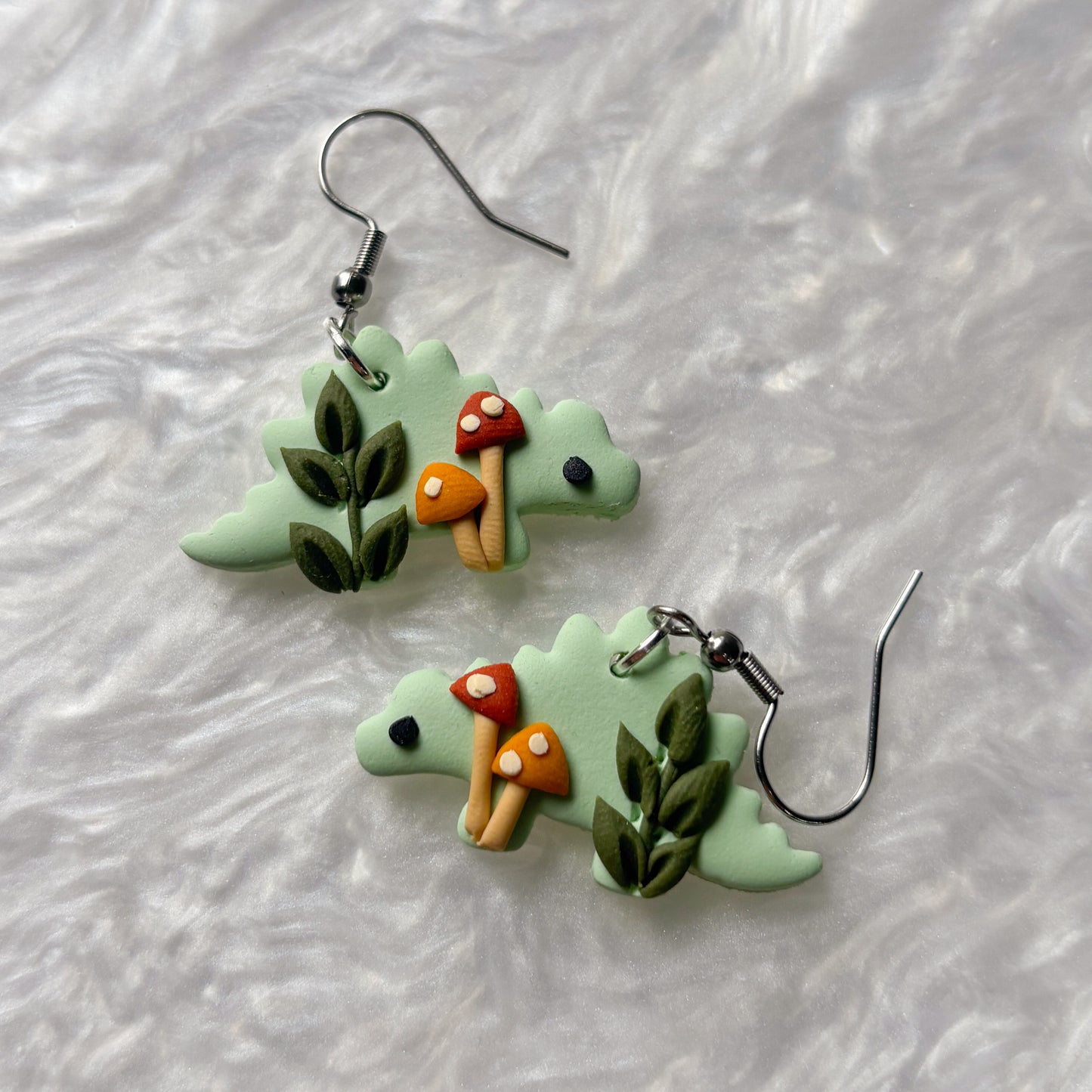 MUSHROOM DINO EARRINGS (STEGOSAURUS)
