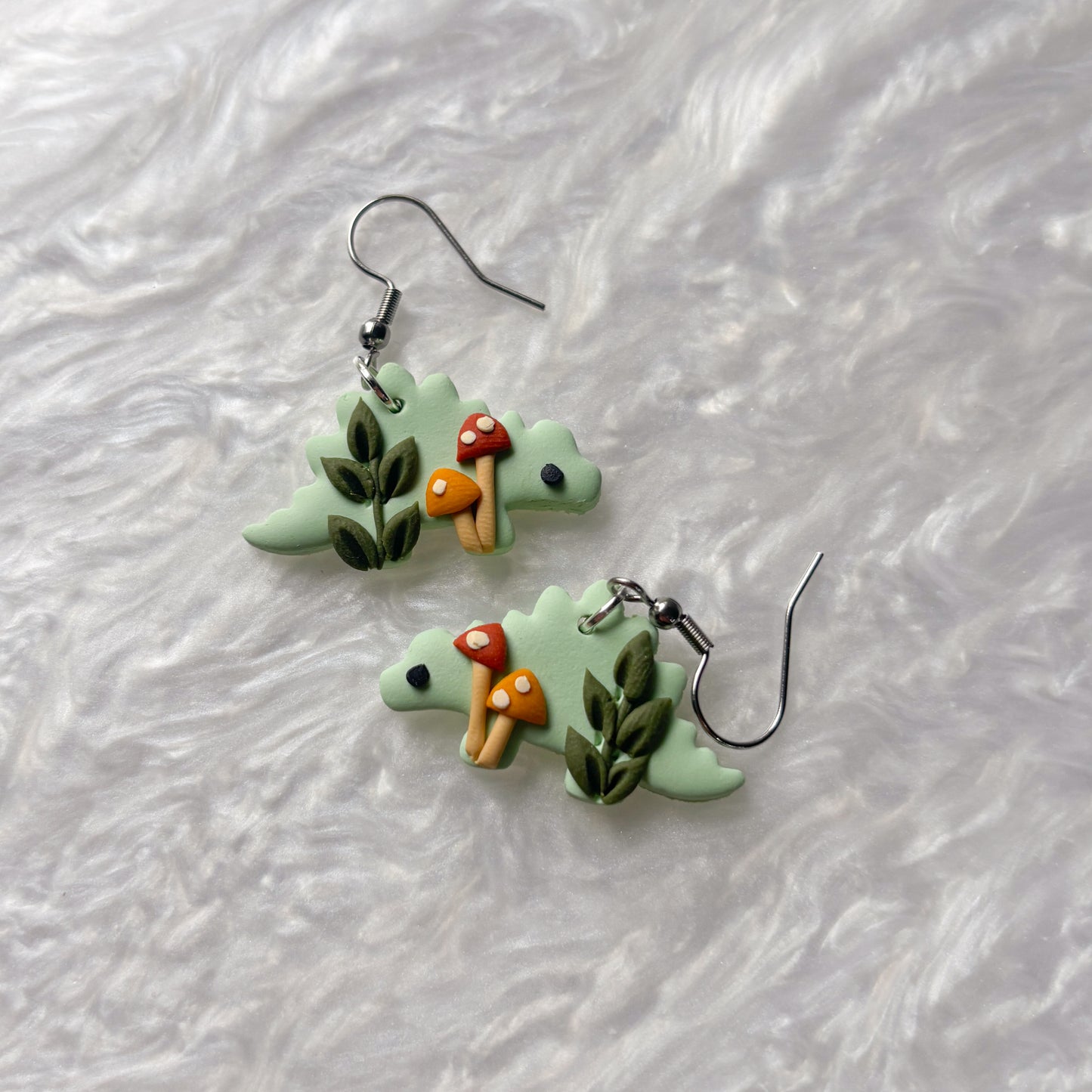 MUSHROOM DINO EARRINGS (STEGOSAURUS)