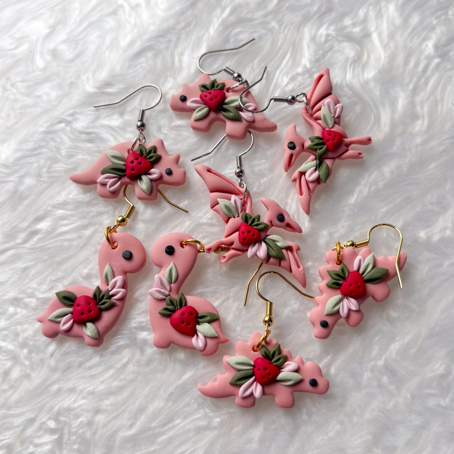 STRAWBERRY DINO EARRINGS (PTERODACTYL)