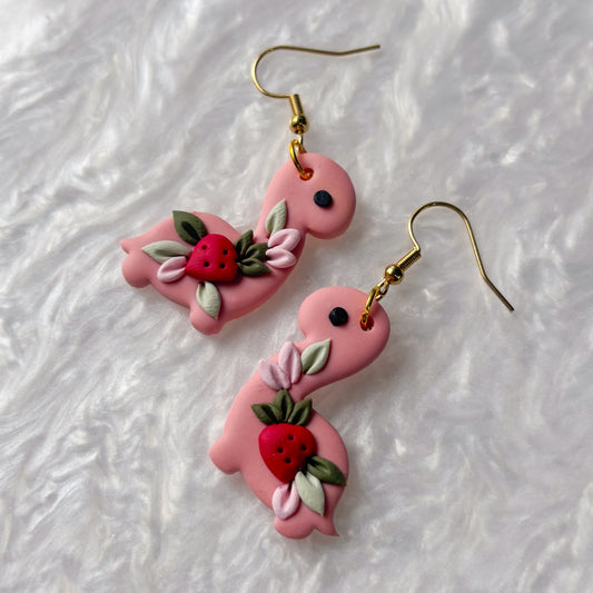 STRAWBERRY DINO EARRINGS (BRONTO)