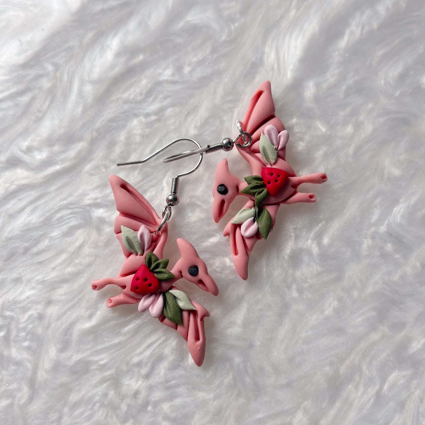 STRAWBERRY DINO EARRINGS (PTERODACTYL)