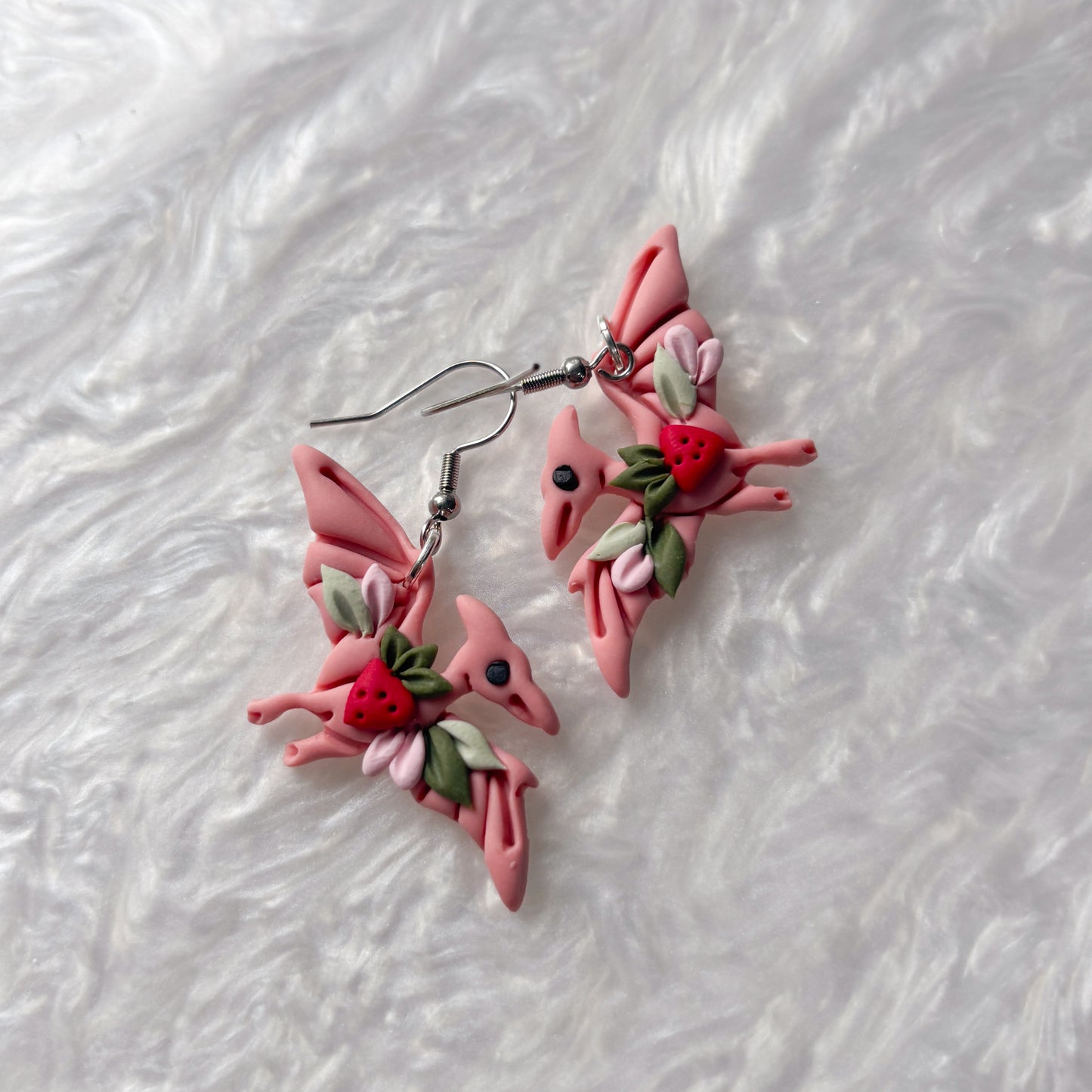 STRAWBERRY DINO EARRINGS (PTERODACTYL)