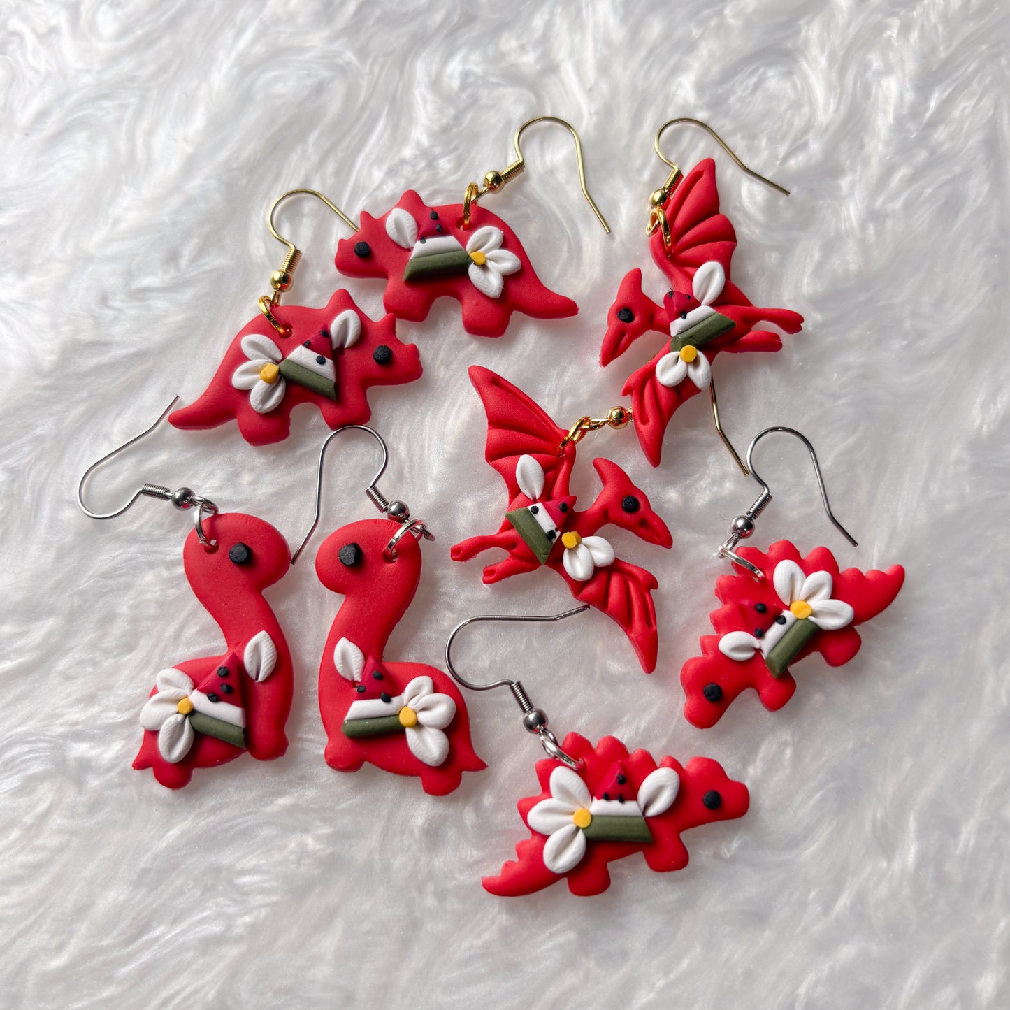 WATERMELON DINO EARRINGS (PTERODACTYL)