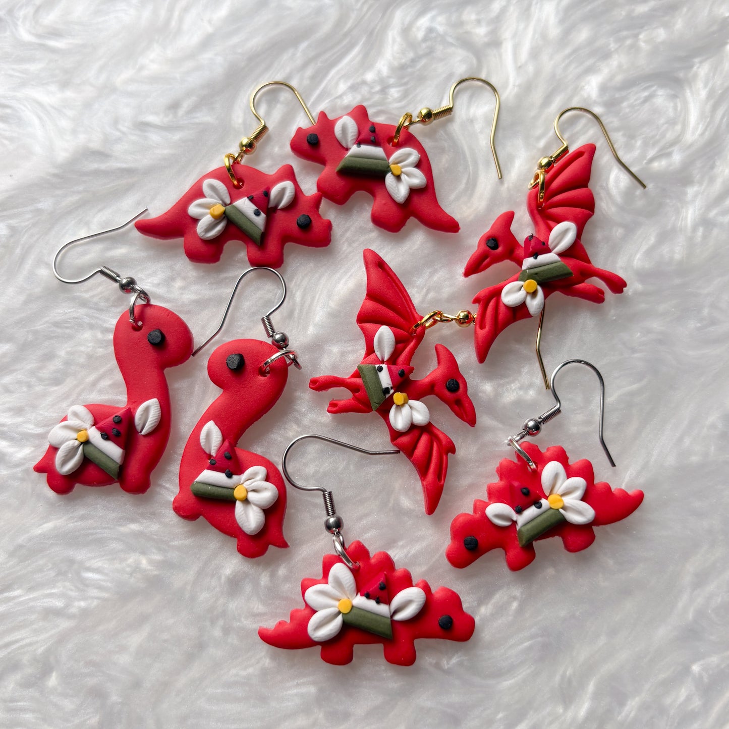WATERMELON DINO EARRINGS (BRONTO)