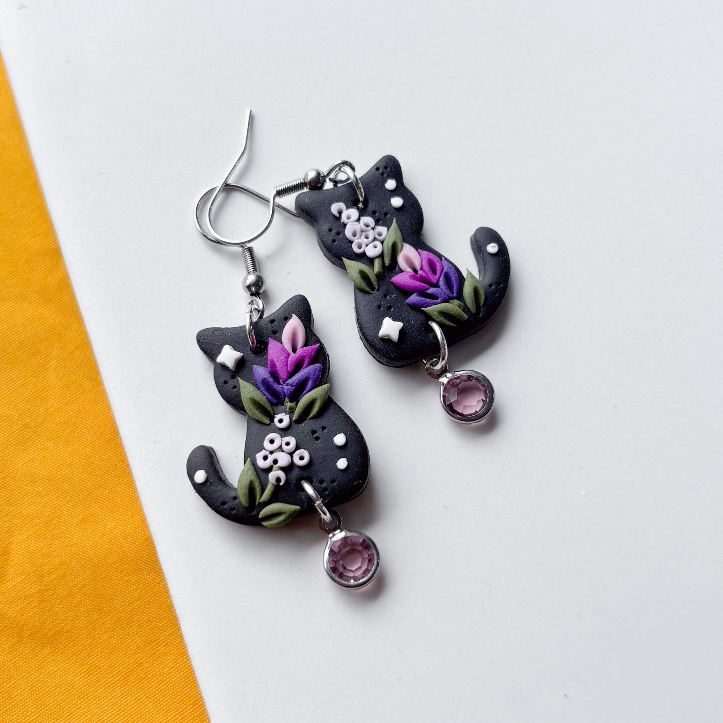 LAVENDER LILAC CAT EARRINGS