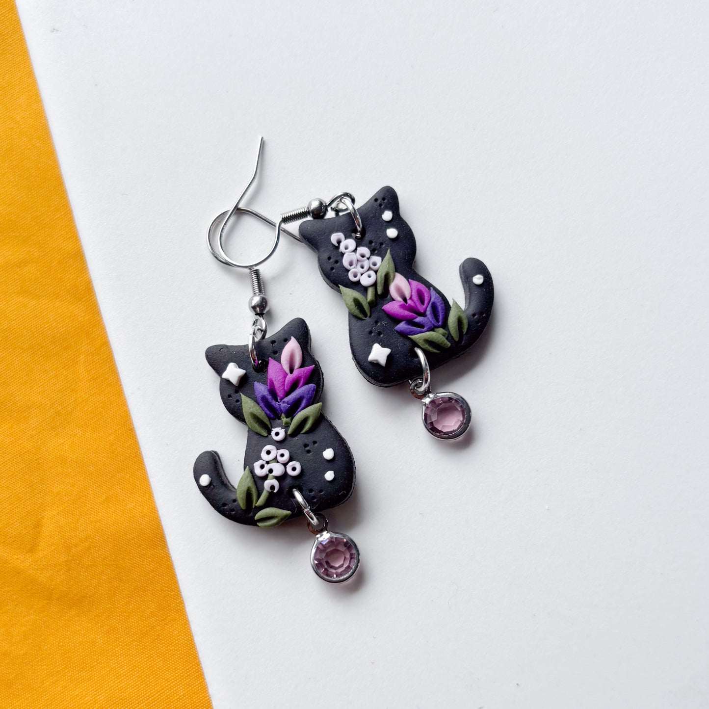 LAVENDER LILAC CAT EARRINGS