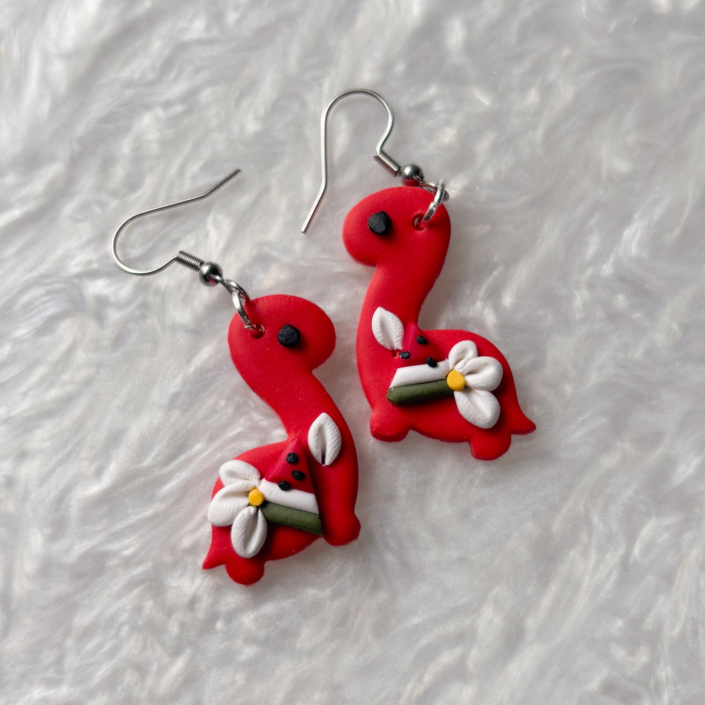 WATERMELON DINO EARRINGS (BRONTO)