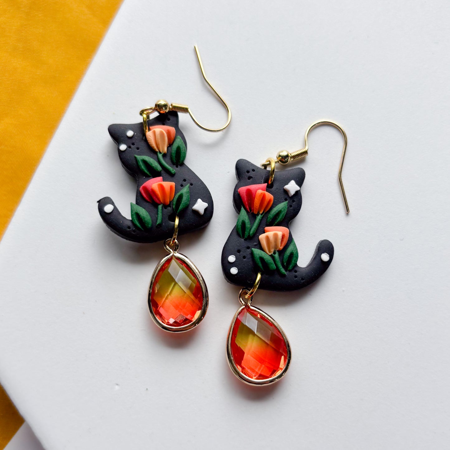 BLACK POPPY CAT EARRINGS