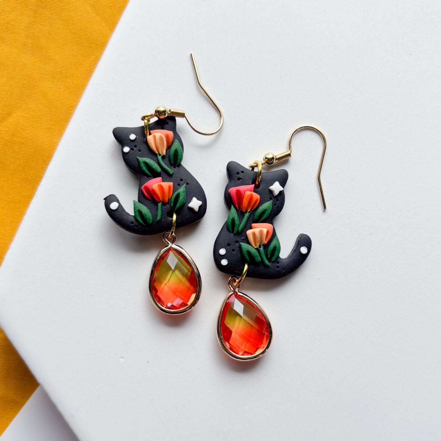 BLACK POPPY CAT EARRINGS
