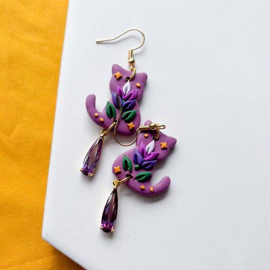 LAVENDER PURPLE CAT EARRINGS