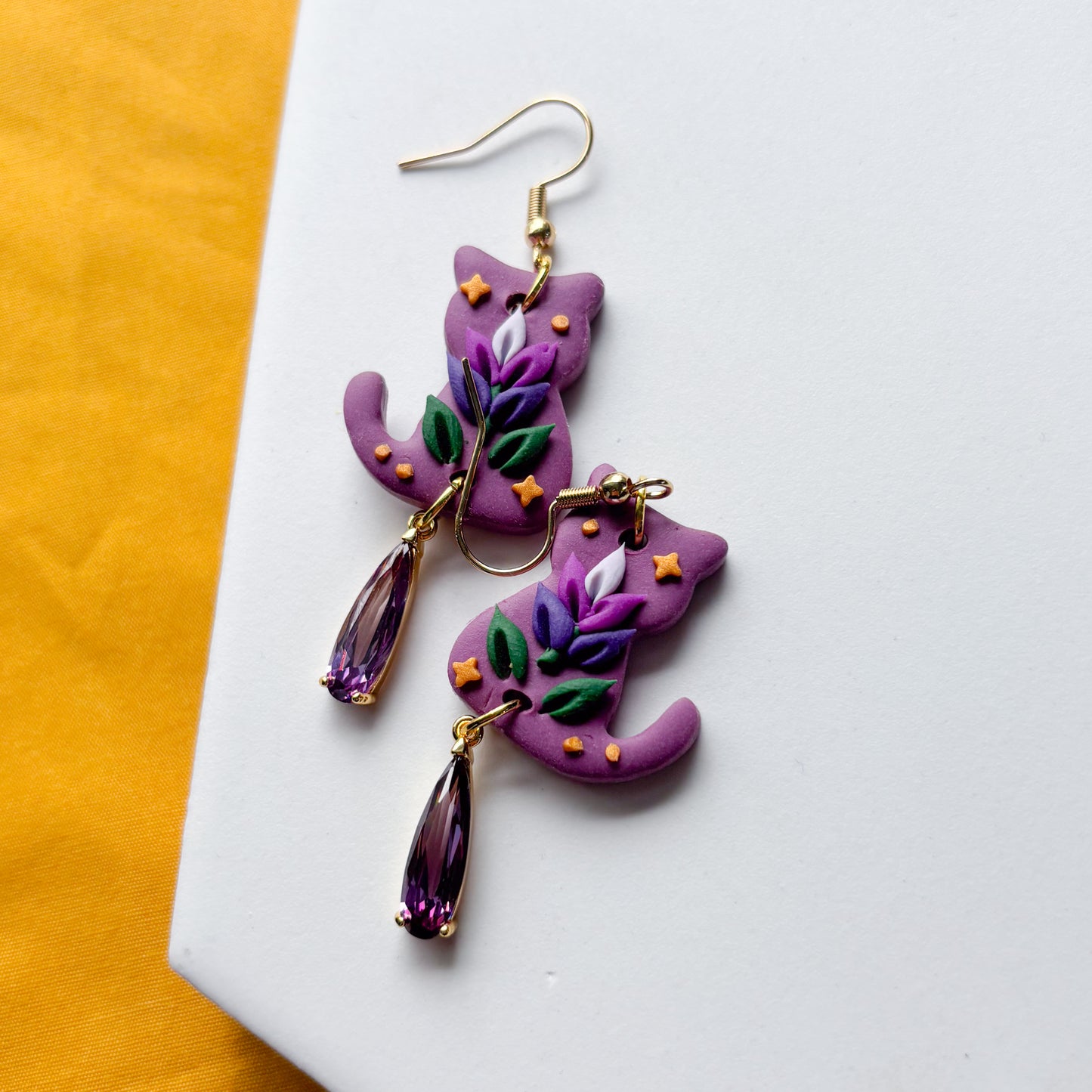 LAVENDER PURPLE CAT EARRINGS