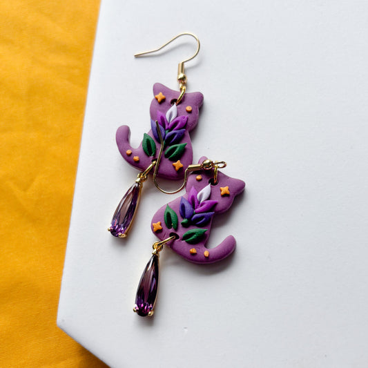 LAVENDER PURPLE CAT EARRINGS