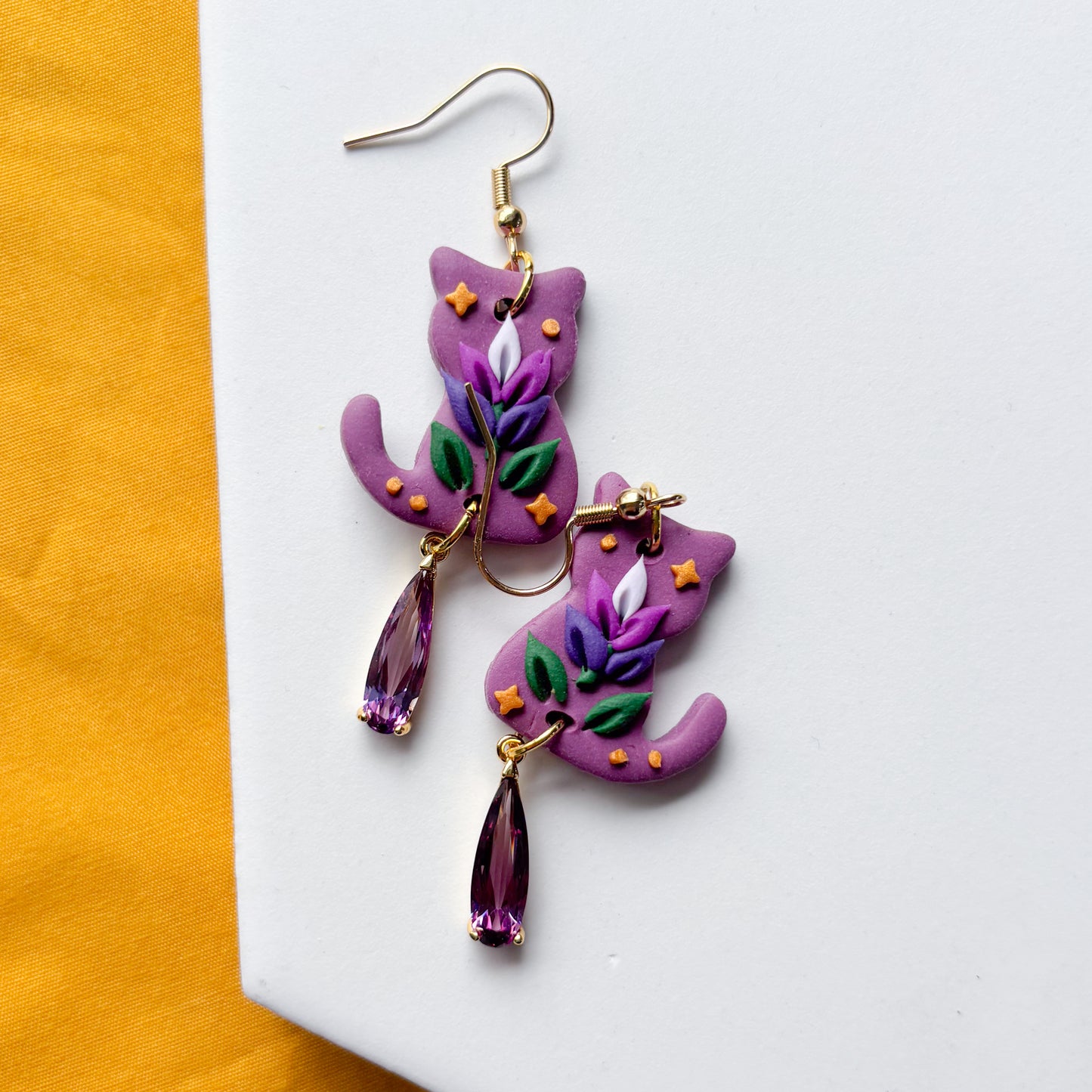 LAVENDER PURPLE CAT EARRINGS