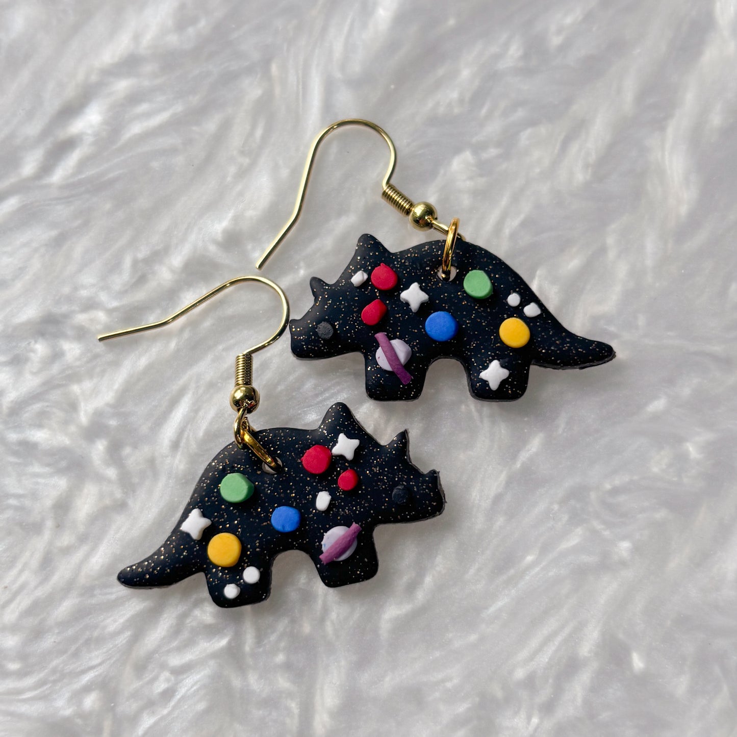SPACE DINO EARRINGS (TRICERATOPS)