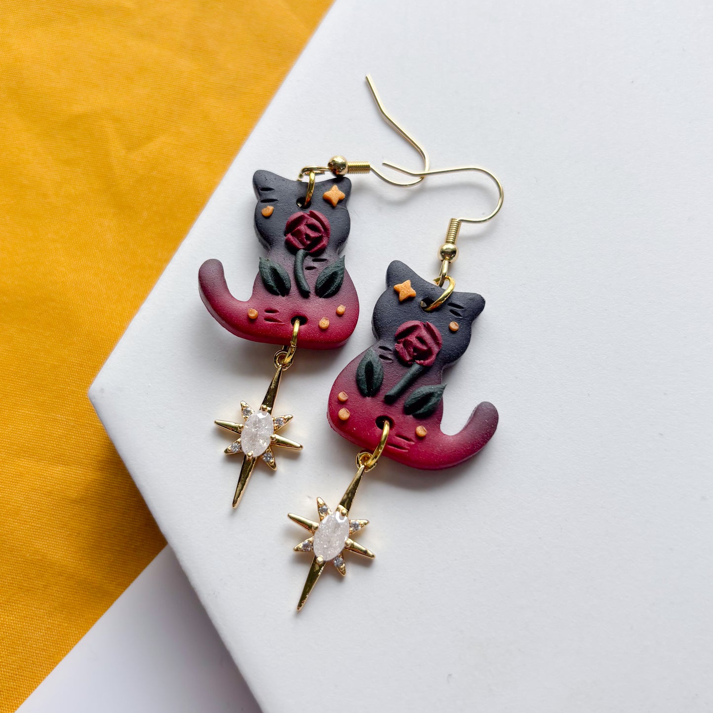 GOTHIC ROSE CAT EARRINGS