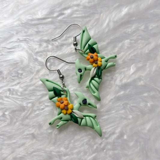 SUNFLOWER DINO EARRINGS (PTERODACTYL)