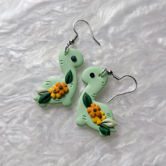 SUNFLOWER DINO EARRINGS (BRONTO)