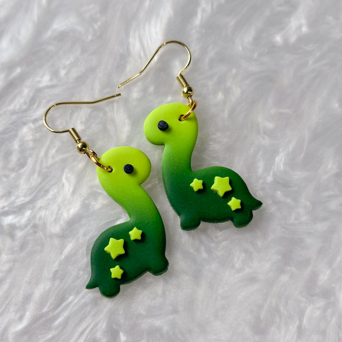 GRADIENT GREEN WITH STARS DINO EARRINGS (BRONTO)