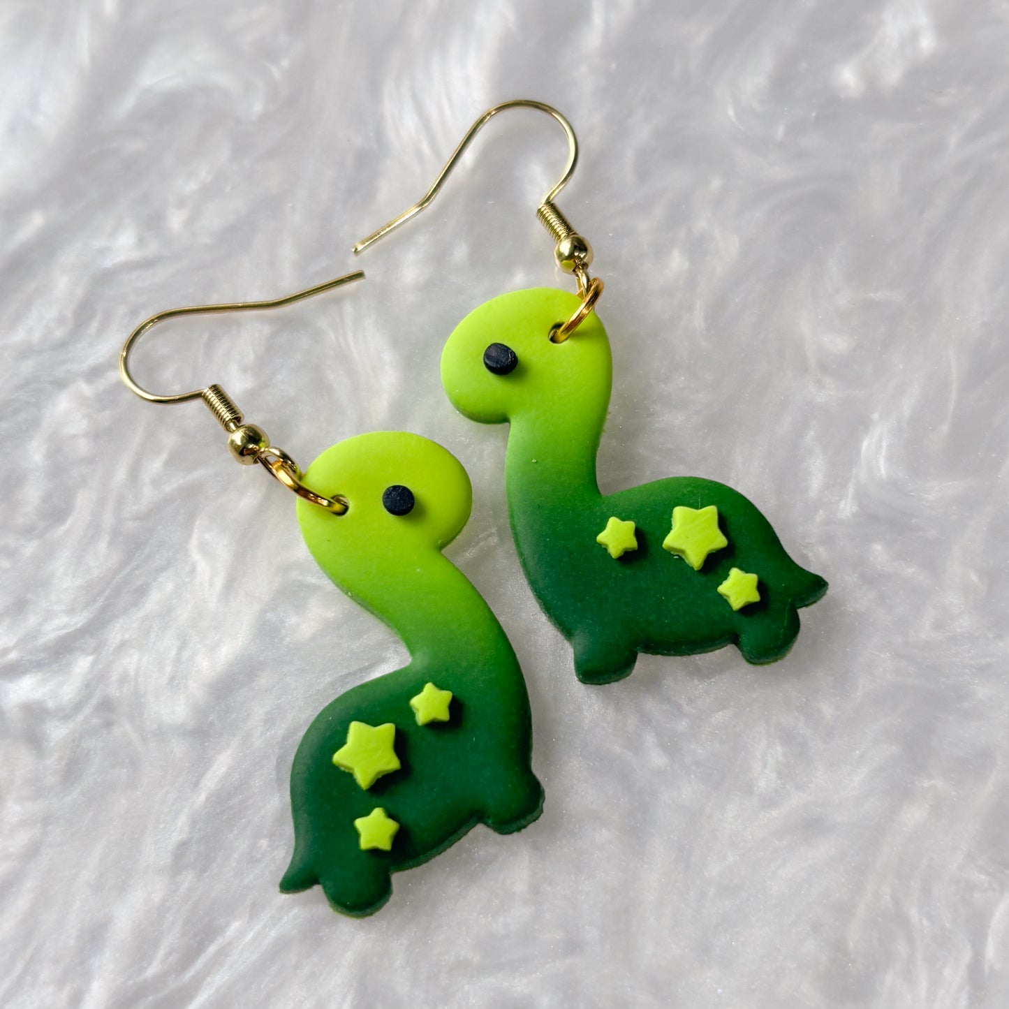 GRADIENT GREEN WITH STARS DINO EARRINGS (BRONTO)