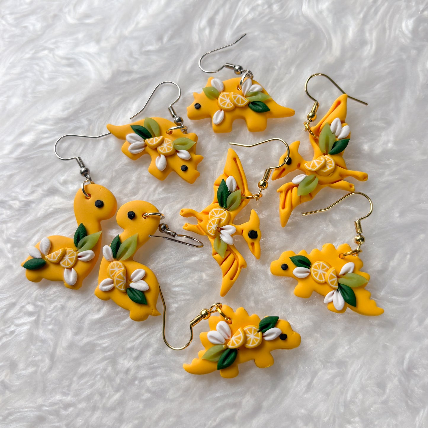LEMON DINO EARRINGS (PTERODACTYL)