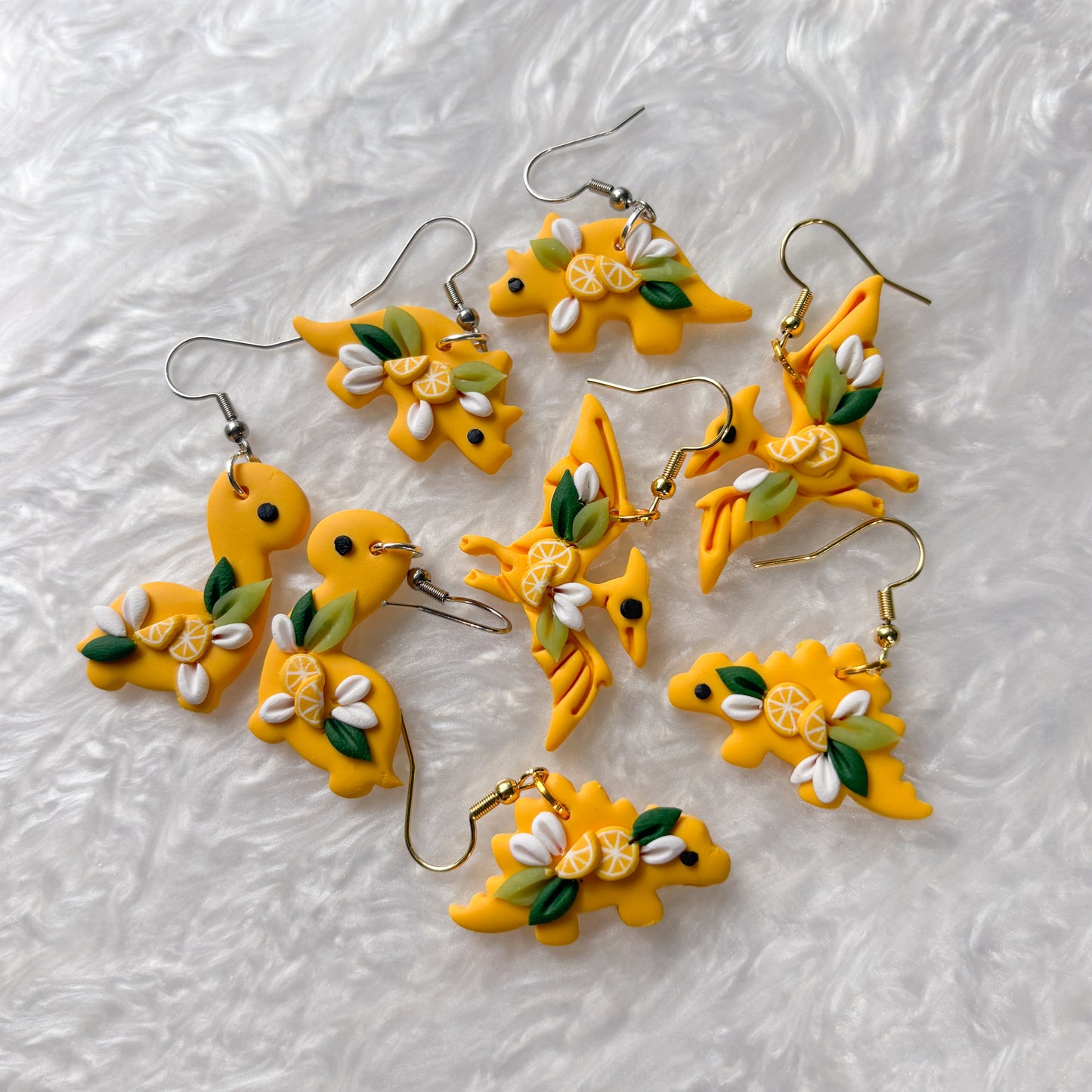 LEMON DINO EARRINGS (TRICERATOPS)