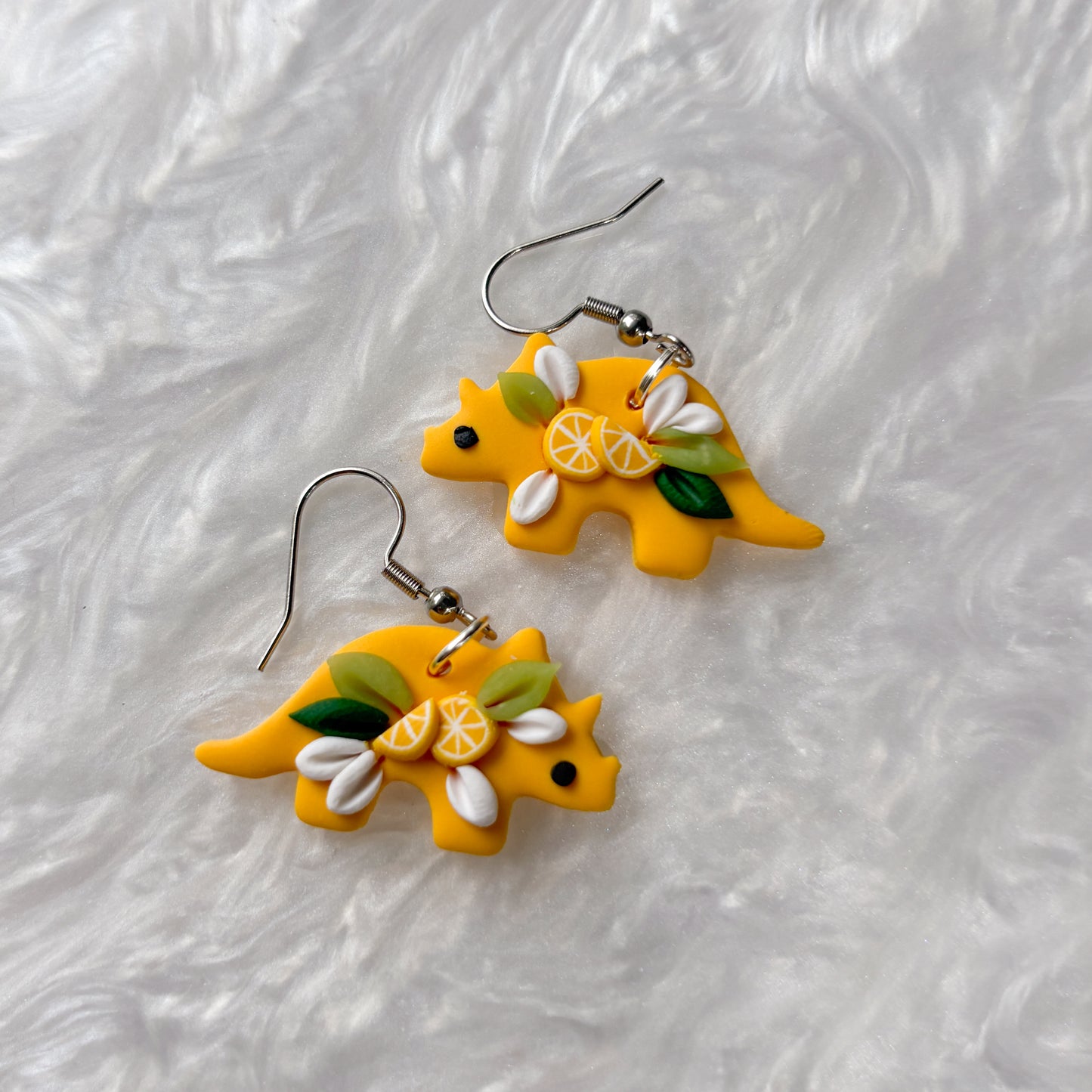 LEMON DINO EARRINGS (TRICERATOPS)