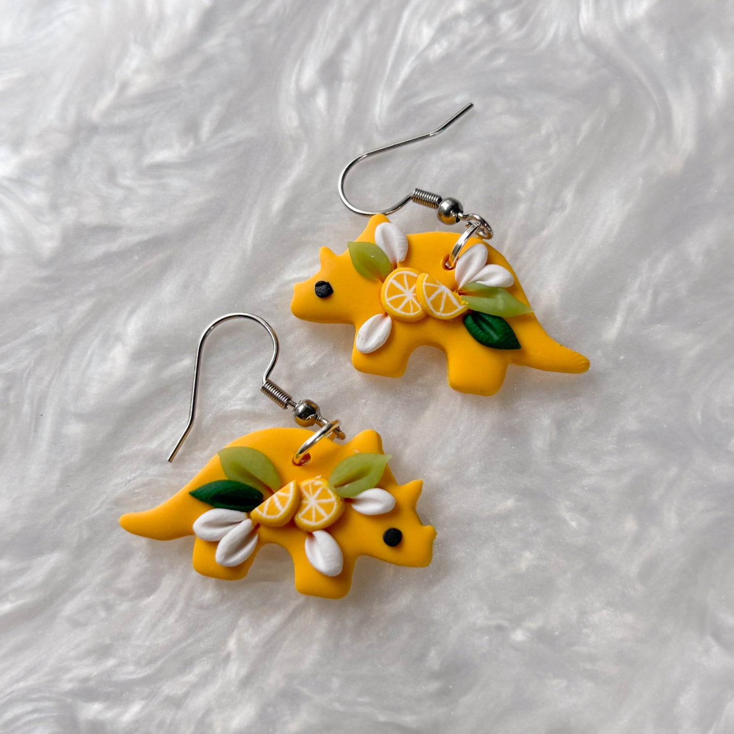 LEMON DINO EARRINGS (TRICERATOPS)