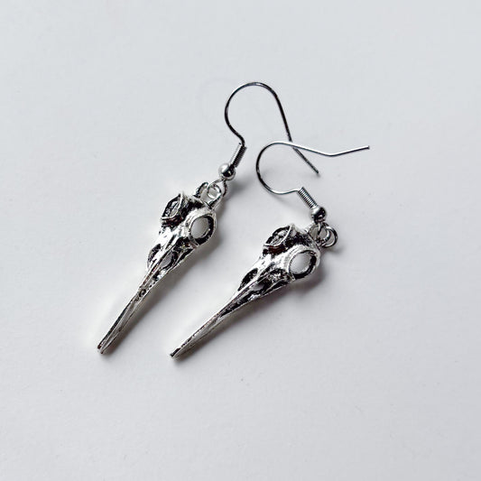 SILVER SKULL CHARM EARRINGS