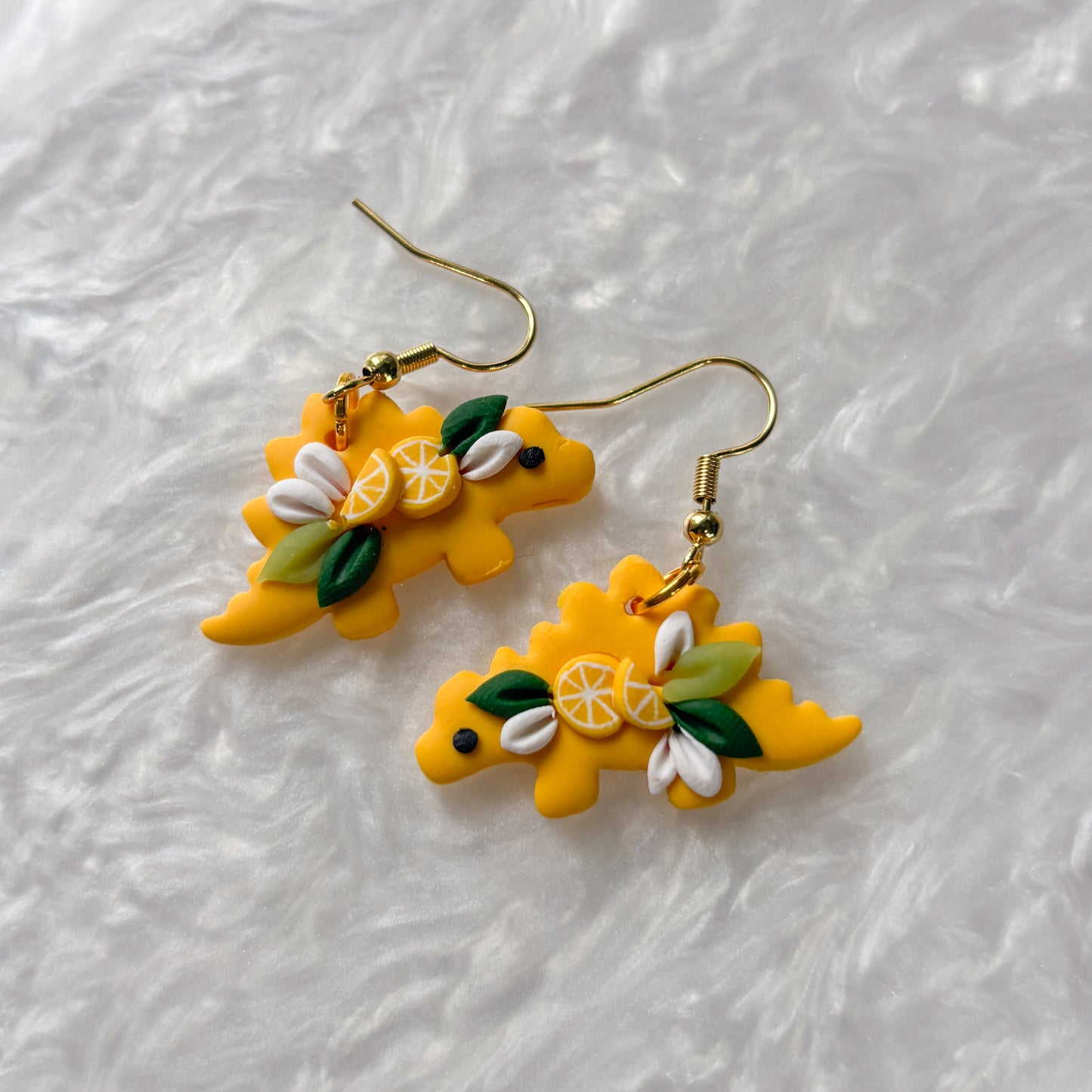 LEMON DINO EARRINGS (STEGOSAURUS)