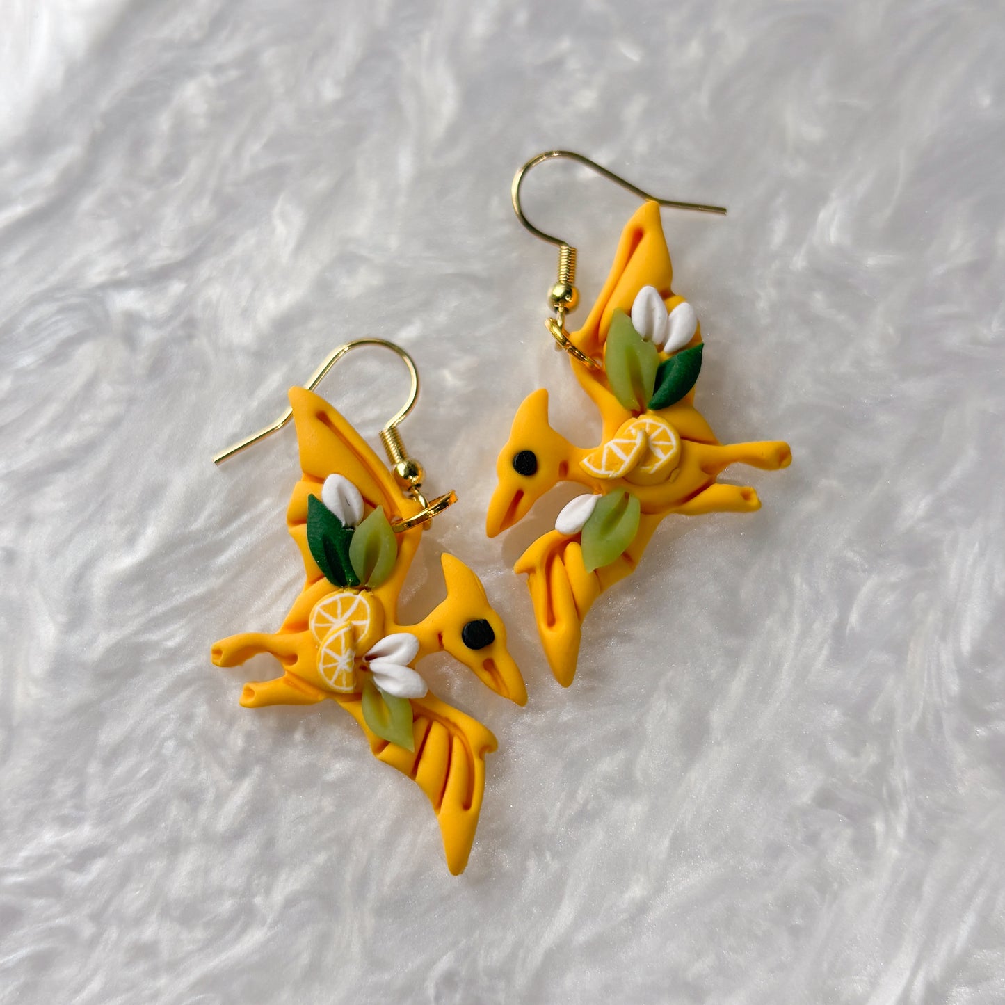LEMON DINO EARRINGS (PTERODACTYL)