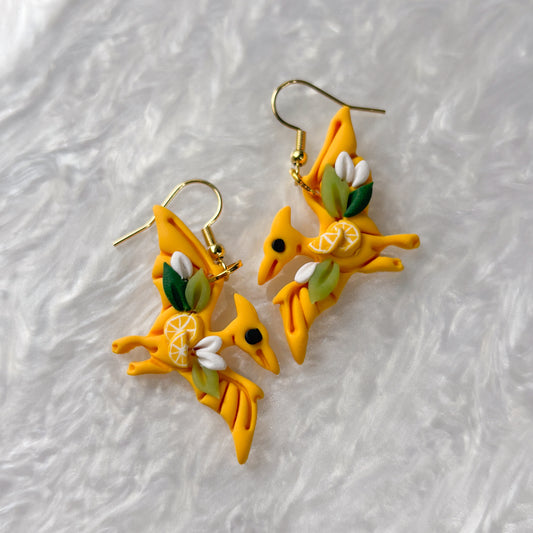 LEMON DINO EARRINGS (PTERODACTYL)