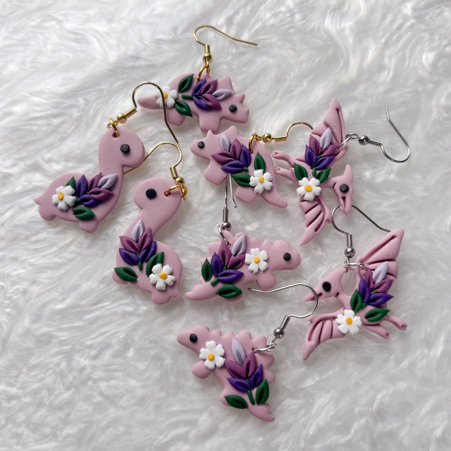 LAVENDER DINO EARRINGS (PTERODACTYL)