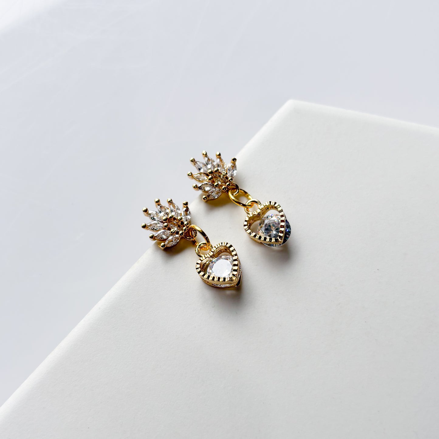 ORNATE HEART CHARM STUD EARRINGS