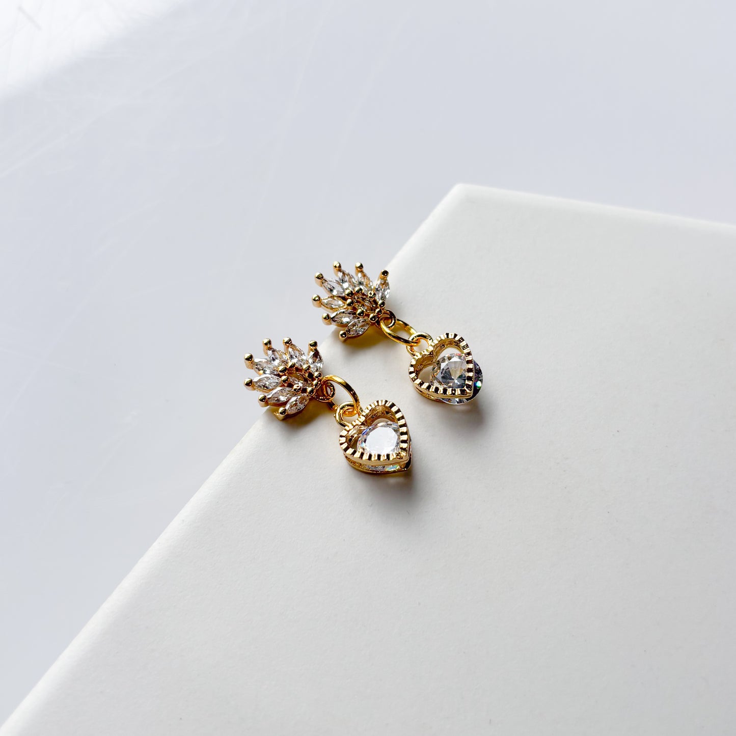 ORNATE HEART CHARM STUD EARRINGS