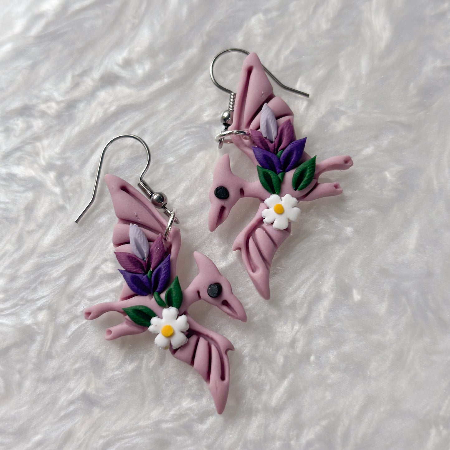 LAVENDER DINO EARRINGS (PTERODACTYL)