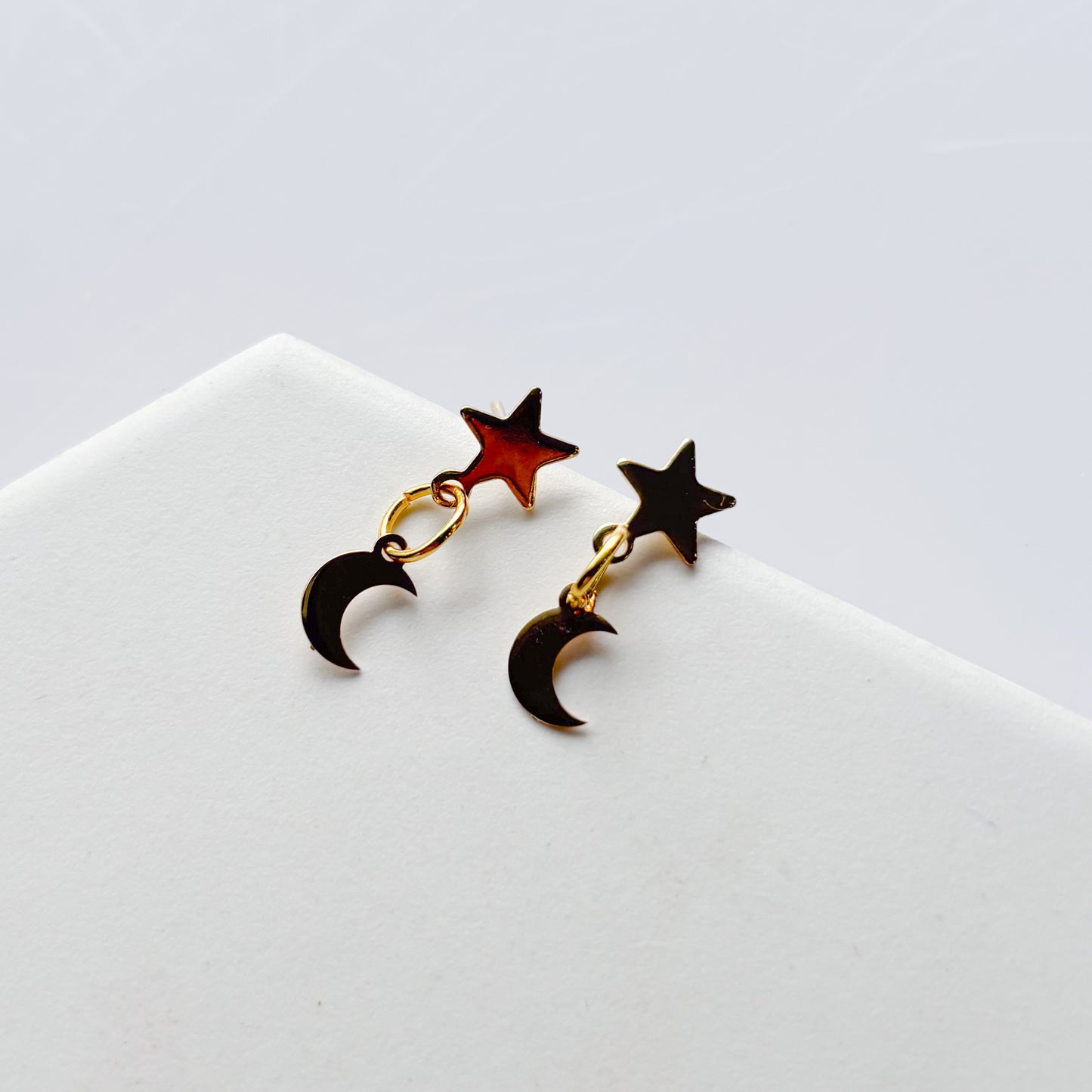 STAR & MOON CHARM STUD EARRINGS